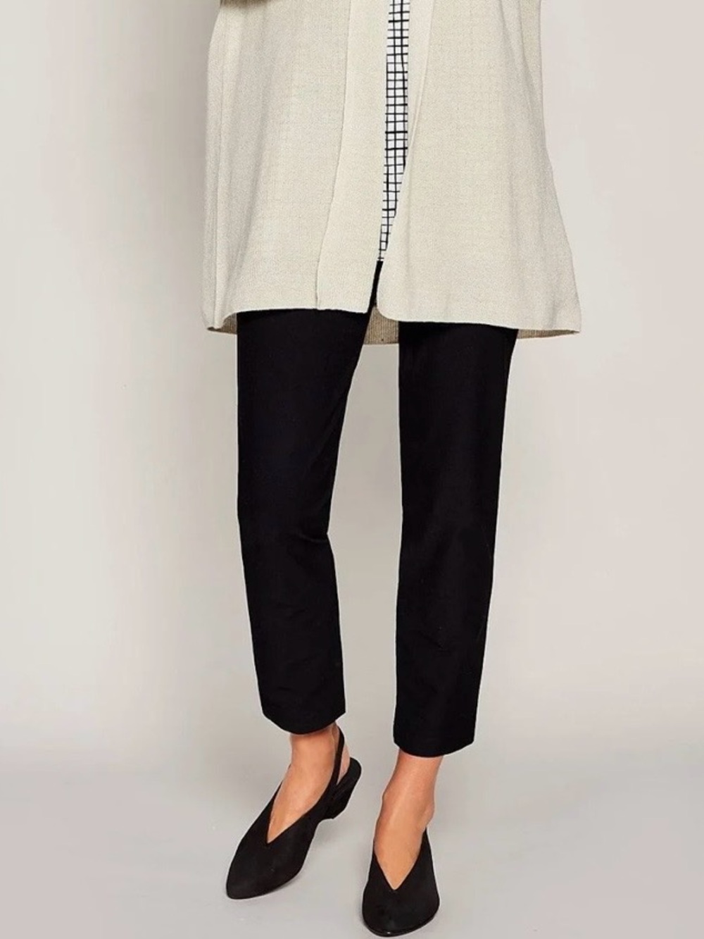 Eileen Fisher Black Washable Stretch Crepe Ankle Pants S